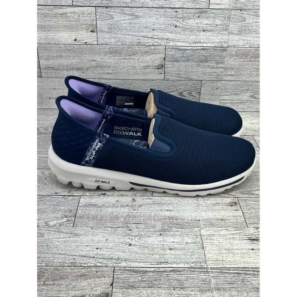 Skechers Slip-ins GO WALK Navy Mesh‎ Walking Shoes Women Size 9.5 124761 Comfort